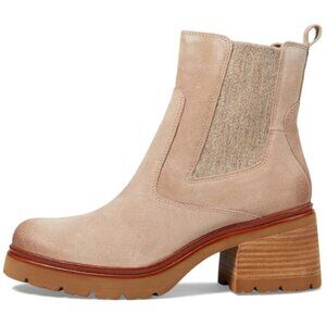 Sofft Beige Suede Chelsea Block Heel Ankle Boots